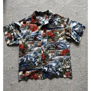 Good Vibes Short Sleeve Hawaiian Button Shirt - Girl/Floral Graphic‎ - Large
